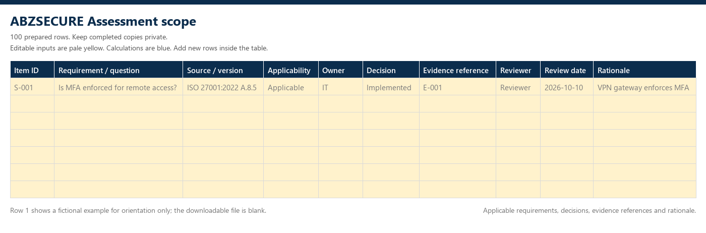 Assessment scope preview