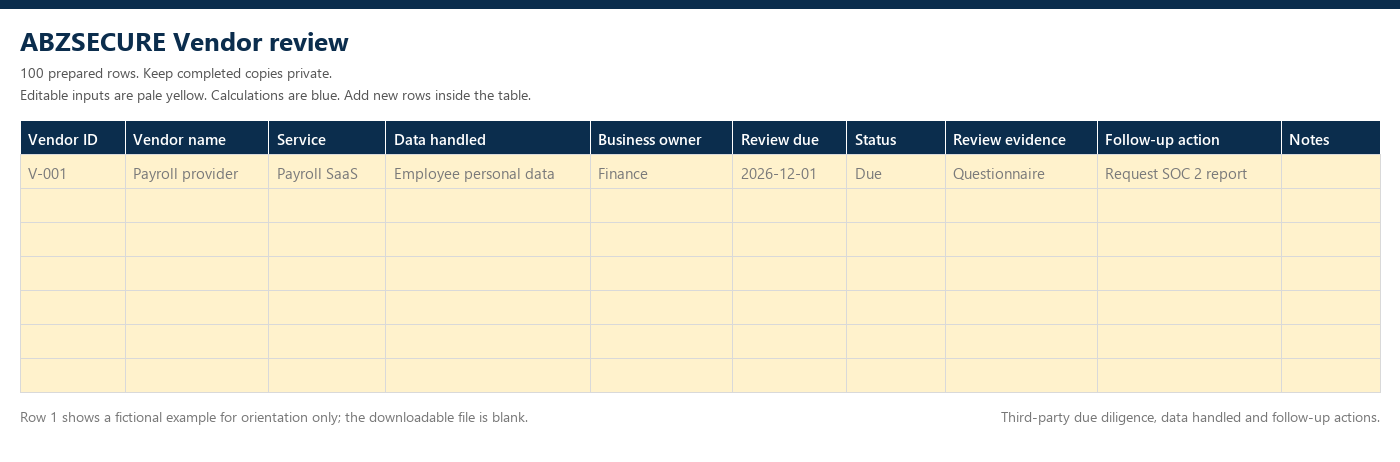Vendor review preview